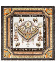 Vintage Court Style Camel Pattern Women Artificial Silk Square Scarf - White