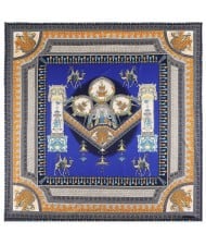 Vintage Court Style Camel Pattern Women Artificial Silk Square Scarf - Royal Blue