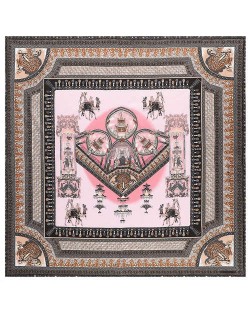 Vintage Court Style Camel Pattern Women Artificial Silk Square Scarf - Pink