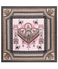 Vintage Court Style Camel Pattern Women Artificial Silk Square Scarf - Pink