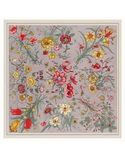 Assorted Prosperous Floral Pattern Fashion Design 130*130 cm Artificial Silk Square Women Scarf - Gray
