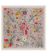 Assorted Prosperous Floral Pattern Fashion Design 130*130 cm Artificial Silk Square Women Scarf - Gray