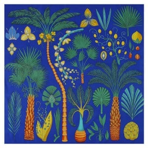 Various Forest Plants Pattern Design Autumn Fashion Artificial Silk Women Square Scarf - Blue