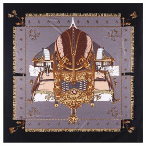Royal Tent Design European Fashion 130*130 cm Women Square Scarf - Black