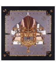 Royal Tent Design European Fashion 130*130 cm Women Square Scarf - Black