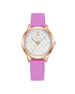 Rhombous Shape Grid Rhinestone Embellished High Fashion Scaleless Design Women Wrist Watch - Pink
