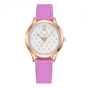 Rhombous Shape Grid Rhinestone Embellished High Fashion Scaleless Design Women Wrist Watch - Pink