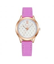 Rhombous Shape Grid Rhinestone Embellished High Fashion Scaleless Design Women Wrist Watch - Pink