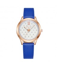 Rhombous Shape Grid Rhinestone Embellished High Fashion Scaleless Design Women Wrist Watch - Blue