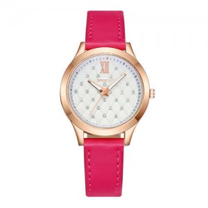 Rhombous Shape Grid Rhinestone Embellished High Fashion Scaleless Design Women Wrist Watch - Rose