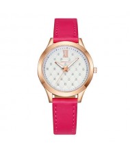 Rhombous Shape Grid Rhinestone Embellished High Fashion Scaleless Design Women Wrist Watch - Rose