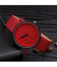 Candy Color Three-dimensional Arabic Numerals Index Design Korean Women Casual Wrist Watch - Red