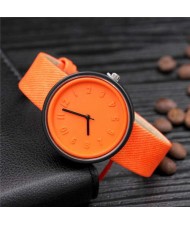 Candy Color Three-dimensional Arabic Numerals Index Design Korean Women Casual Wrist Watch - Orange