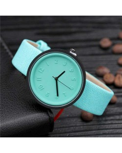 Candy Color Three-dimensional Arabic Numerals Index Design Korean Women Casual Wrist Watch - Green