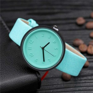 Candy Color Three-dimensional Arabic Numerals Index Design Korean Women Casual Wrist Watch - Green