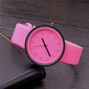 Candy Color Three-dimensional Arabic Numerals Index Design Korean Women Casual Wrist Watch - Rose