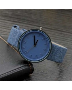 Candy Color Three-dimensional Arabic Numerals Index Design Korean Women Casual Wrist Watch - Ink Blue