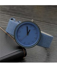 Candy Color Three-dimensional Arabic Numerals Index Design Korean Women Casual Wrist Watch - Ink Blue