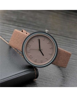 Candy Color Three-dimensional Arabic Numerals Index Design Korean Women Casual Wrist Watch - Brown