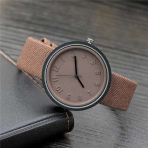 Candy Color Three-dimensional Arabic Numerals Index Design Korean Women Casual Wrist Watch - Brown