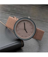 Candy Color Three-dimensional Arabic Numerals Index Design Korean Women Casual Wrist Watch - Brown