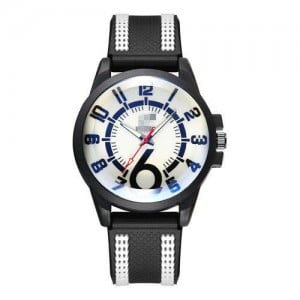 Arabic Numerals Classic Design Men Sport Fashion Silicon Band Wrist Wholesale Watch - White