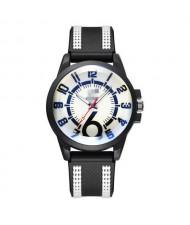 Arabic Numerals Classic Design Men Sport Fashion Silicon Band Wrist Wholesale Watch - White