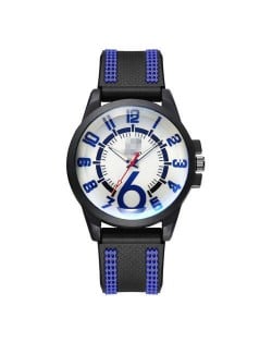 Arabic Numerals Classic Design Men Sport Fashion Silicon Band Wrist Wholesale Watch - Blue