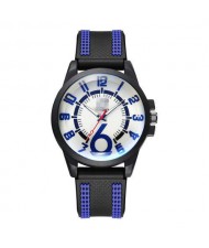 Arabic Numerals Classic Design Men Sport Fashion Silicon Band Wrist Wholesale Watch - Blue