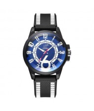 Arabic Numerals Classic Design Men Sport Fashion Silicon Band Wrist Wholesale Watch - Blue and White