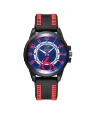 Arabic Numerals Classic Design Men Sport Fashion Silicon Band Wrist Wholesale Watch - Blue and Red