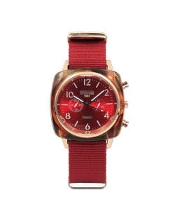 High Fashion Multiple Index Dials French Casual Design Women Wrist Watch - Red