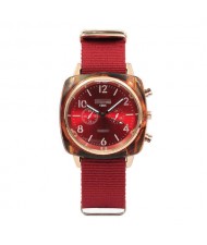 High Fashion Multiple Index Dials French Casual Design Women Wrist Watch - Red