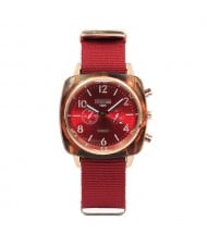 High Fashion Multiple Index Dials French Casual Design Women Wrist Watch - Red