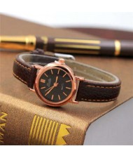 Classic Design Women Slim Fashion Leather Wrist Wholesale Watch - Black and Brown