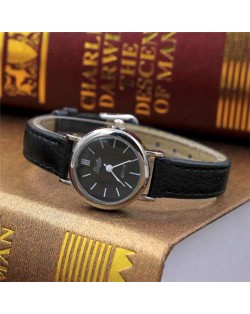Classic Design Women Slim Fashion Leather Wrist Wholesale Watch - Black