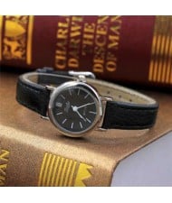 Classic Design Women Slim Fashion Leather Wrist Wholesale Watch - Black