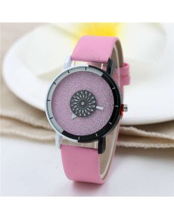 Matte Texture Dial Black and White Colors Contrast Modern Design Women Wholesale Wrist Watch - Pink