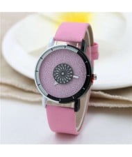 Matte Texture Dial Black and White Colors Contrast Modern Design Women Wholesale Wrist Watch - Pink