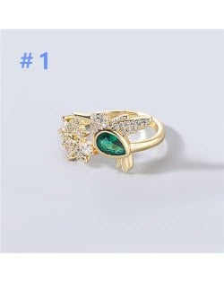 U.S and European Rhinestone Inlaid Geometric Minimalist Design Women Wholesale Costume Ring - Design 1