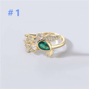 U.S and European Rhinestone Inlaid Geometric Minimalist Design Women Wholesale Costume Ring - Design 1