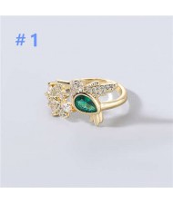 U.S and European Rhinestone Inlaid Geometric Minimalist Design Women Wholesale Costume Ring - Design 1