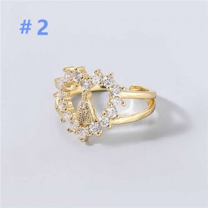 U.S and European Rhinestone Inlaid Geometric Minimalist Design Women Wholesale Costume Ring - Design 2