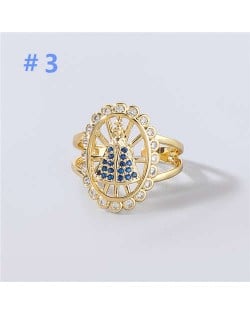 U.S and European Rhinestone Inlaid Geometric Minimalist Design Women Wholesale Costume Ring - Design 3