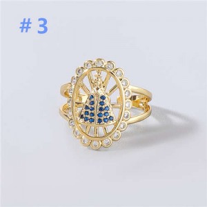 U.S and European Rhinestone Inlaid Geometric Minimalist Design Women Wholesale Costume Ring - Design 3