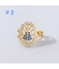 U.S and European Rhinestone Inlaid Geometric Minimalist Design Women Wholesale Costume Ring - Design 3