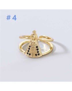 U.S and European Rhinestone Inlaid Geometric Minimalist Design Women Wholesale Costume Ring - Design 4