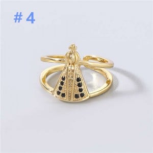 U.S and European Rhinestone Inlaid Geometric Minimalist Design Women Wholesale Costume Ring - Design 4