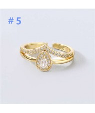 U.S and European Rhinestone Inlaid Geometric Minimalist Design Women Wholesale Costume Ring - Design 5