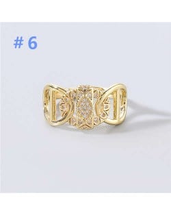 U.S and European Rhinestone Inlaid Geometric Minimalist Design Women Wholesale Costume Ring - Design 6